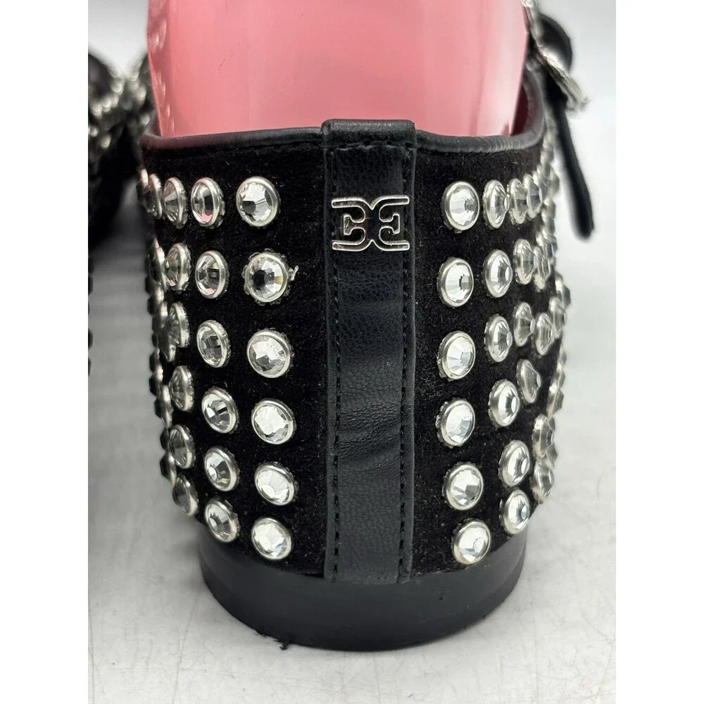 Sam Edelman Michaela Gem Mary Jane Flats Womens Size 8 Black Studded